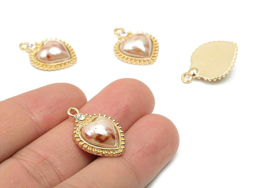Ceramics Glass Heart Loop Earring Charms - Alloy Heart Pendant - KC Gold Tone Plated Brass – Jewelry Supplies - 22.86x15.56x5.48mm – NS1676C - DOMEDBAZAAR
