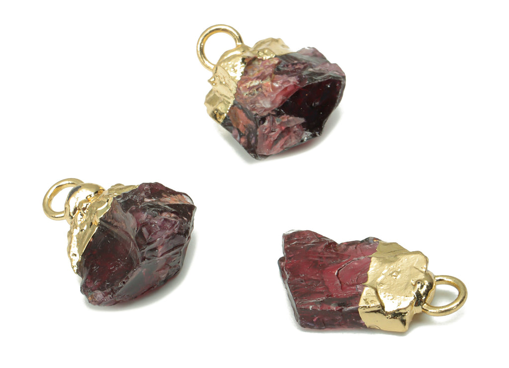 Garnet Faceted Earring Charms - Brass Stone Pendant - Natural Stone - Gold Tone Plated Brass – Jewelry Supplies - 15.73x10.45x5.5mm – NS1683 - DOMEDBAZAAR