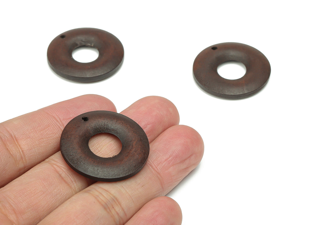 Hemu Wood Round Hoop Earring Charms - Hemu Wood Circle Disc - DIY Jewelry Making Supplies - 29.18x29.18x4.47mm - BB1194 - DOMEDBAZAAR