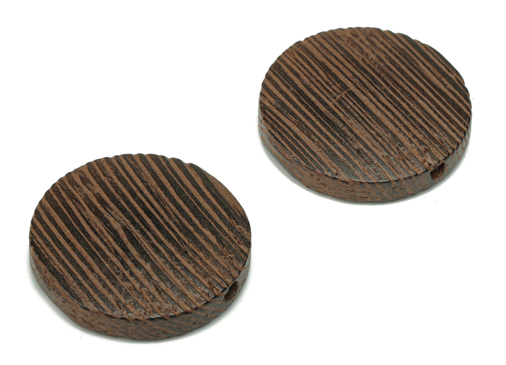 Wenge Wood Round Earring Connector - Wenge Wood Circle Charms and Bead - DIY Jewelry Making Supplies - 25.04x25.04x5.19mm - BB1197 - DOMEDBAZAAR