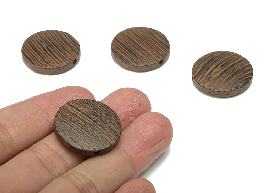 Wenge Wood Round Earring Connector - Wenge Wood Circle Charms and Bead - DIY Jewelry Making Supplies - 25.04x25.04x5.19mm - BB1197 - DOMEDBAZAAR