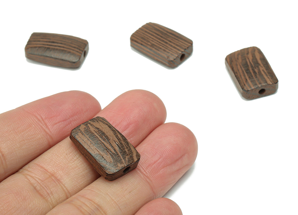 Wenge Wood Rectangle Earring Connector - Wenge Wood Rectangle Charms and Bead - DIY Jewelry Making Supplies - 19.96x13x5.87mm - BB1204 - DOMEDBAZAAR
