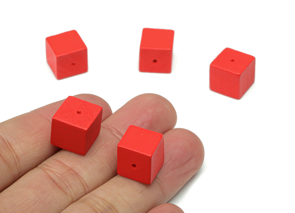 Hemu Wood Square Earring Connector - Hemu Wood Square Cube Beads - DIY Jewelry Making Supplies - 12.03x12.03x11.55mm - BB1180A - DOMEDBAZAAR