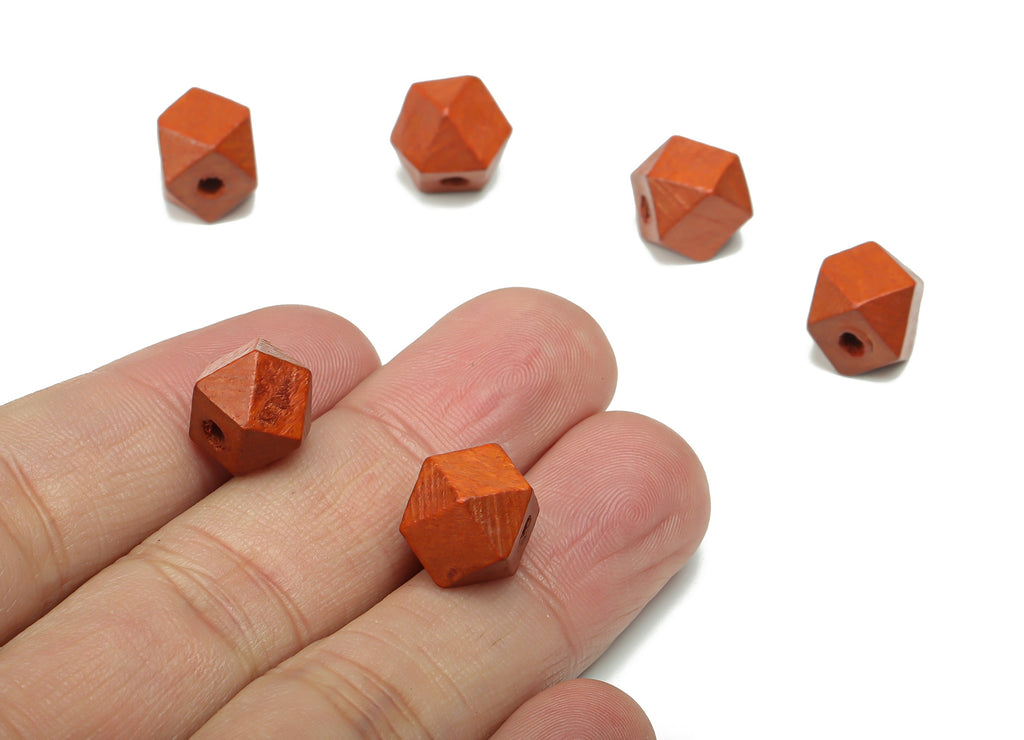 Hemu Wood Faceted Icosahedron Bead Earring Connector - Hemu Wood Faceted Icosahedron Bead - Jewelry Supplies - 9.6x9.6x9.85mm - BB1178A - DOMEDBAZAAR