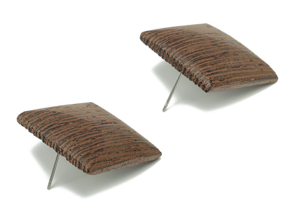 Wenge Wood Square Earring Stud - Wenge Wood Square Earring Post - Stainless Steel Stud - Jewelry Supplies - 25.36x25.36x5.1mm - BB1223 - DOMEDBAZAAR