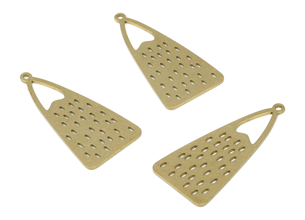 Brass Bubble Triangle Earring Charms - Raw Brass Heart Triangle Pendant - DIY Jewelry Making Supplies - 34.75x16.5x0.73mm - PPA3387 - DOMEDBAZAAR