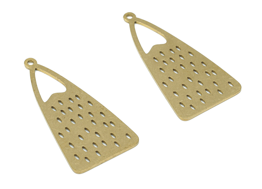 Brass Bubble Triangle Earring Charms - Raw Brass Heart Triangle Pendant - DIY Jewelry Making Supplies - 34.75x16.5x0.73mm - PPA3387 - DOMEDBAZAAR
