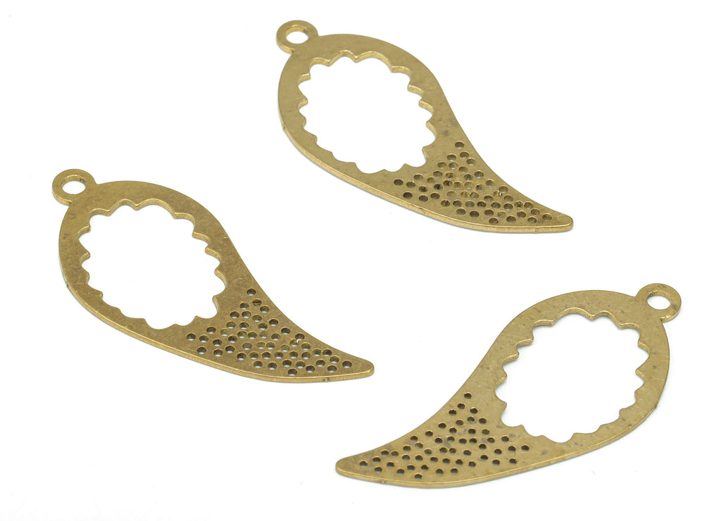 Brass Bubble Pepper Chili Earring Charms - Raw Brass Cloud Teardrop Pendant - DIY Jewelry Making Supplies - 34.92x15.04x0.65mm - PPA3139 - DOMEDBAZAAR