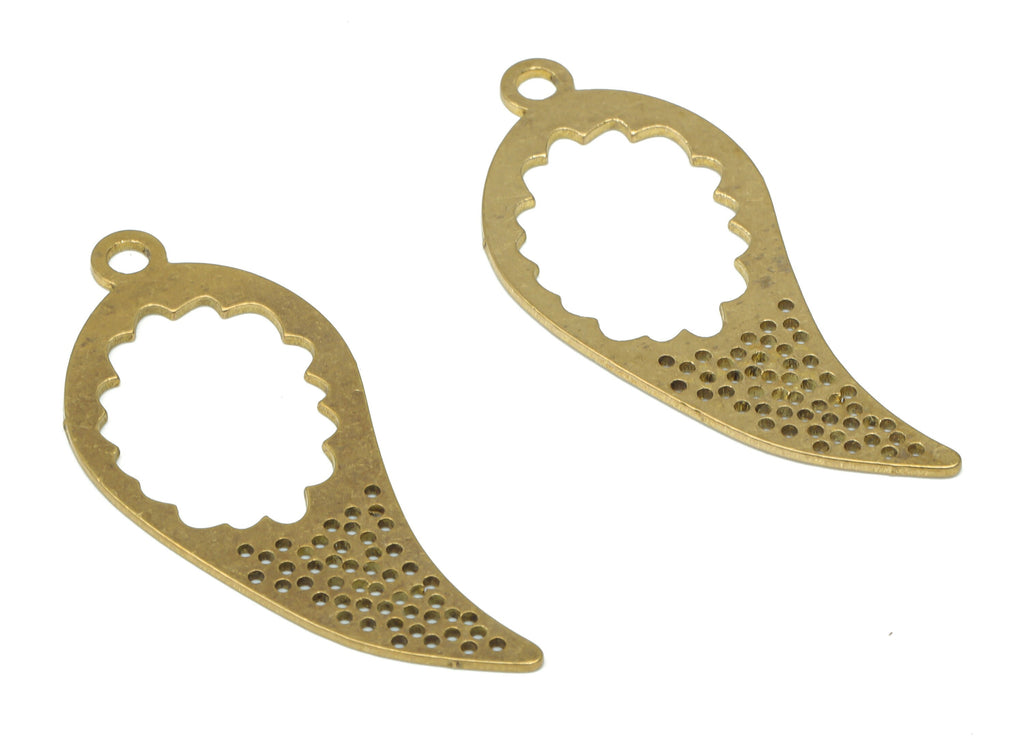 Brass Bubble Pepper Chili Earring Charms - Raw Brass Cloud Teardrop Pendant - DIY Jewelry Making Supplies - 34.92x15.04x0.65mm - PPA3139 - DOMEDBAZAAR