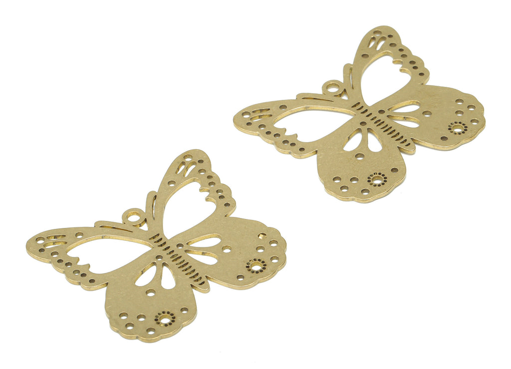 Brass Bubble Butterfly Earring Charms - Raw Brass Sun Butterfly Pendant - DIY Jewelry Making Supplies - 34.78x30.6x0.73mm - PPA3210 - DOMEDBAZAAR