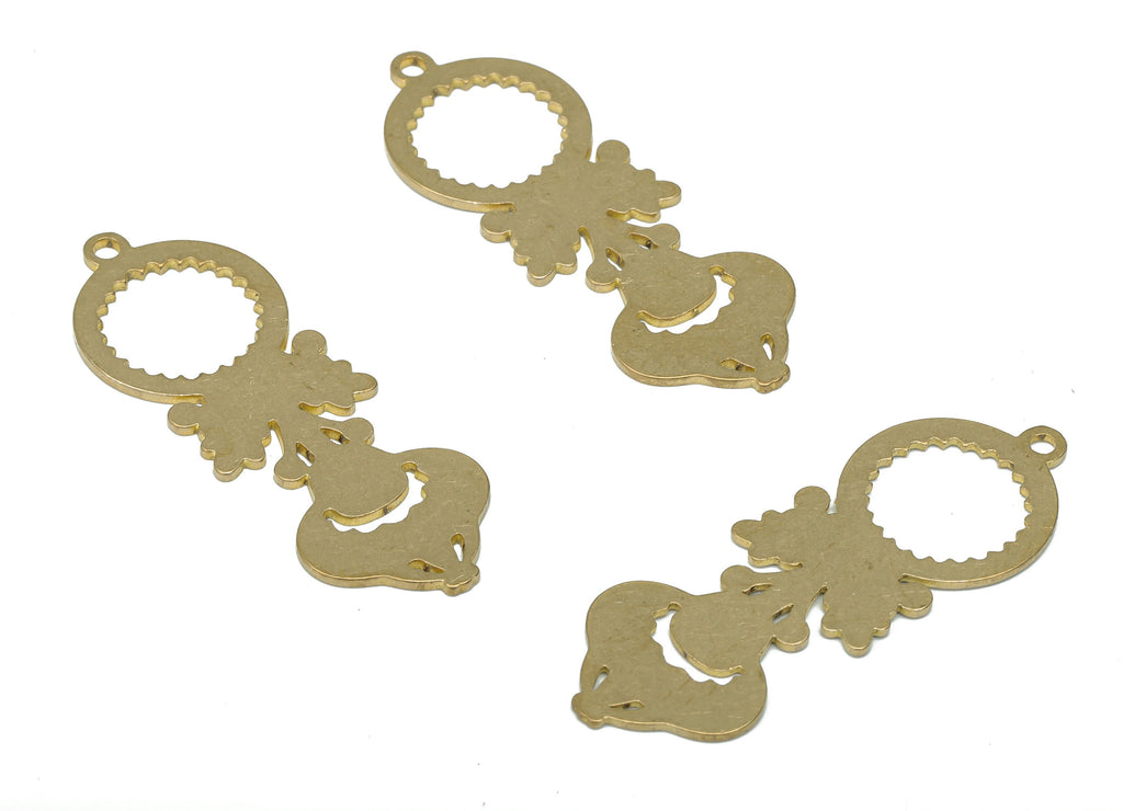 Brass Fat Comic Face Earring Charms - Raw Brass Smiley Face Pendant - DIY Jewelry Making Supplies - 37.72x13.66x0.72mm - PPA3432 - DOMEDBAZAAR