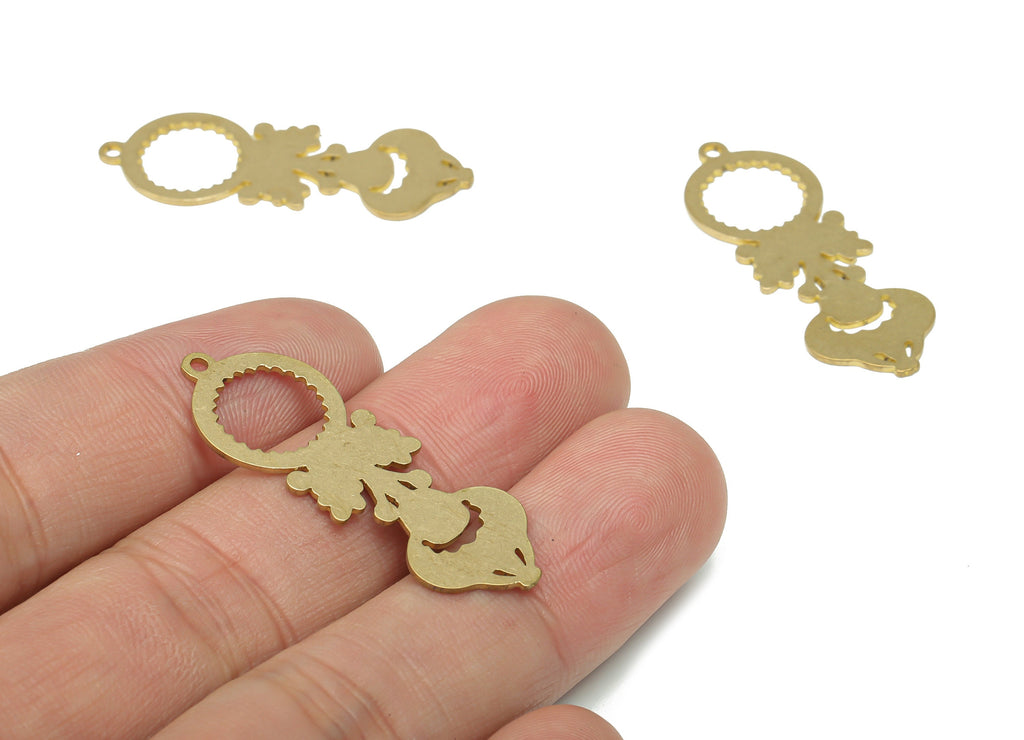 Brass Fat Comic Face Earring Charms - Raw Brass Smiley Face Pendant - DIY Jewelry Making Supplies - 37.72x13.66x0.72mm - PPA3432 - DOMEDBAZAAR