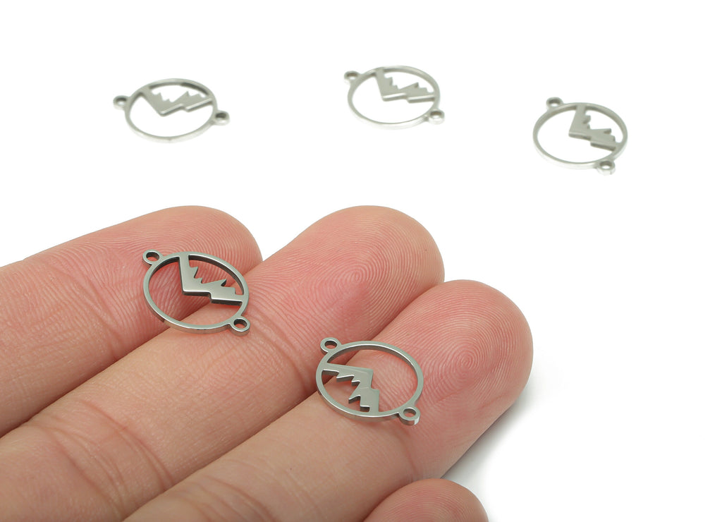 Stainless Steel Round Connector - Mountain Bracelet  Connector - Bracelet Charm – Jewelry Making Supplies - 15.5x11.7x0.84mm - SS1217S - DOMEDBAZAAR