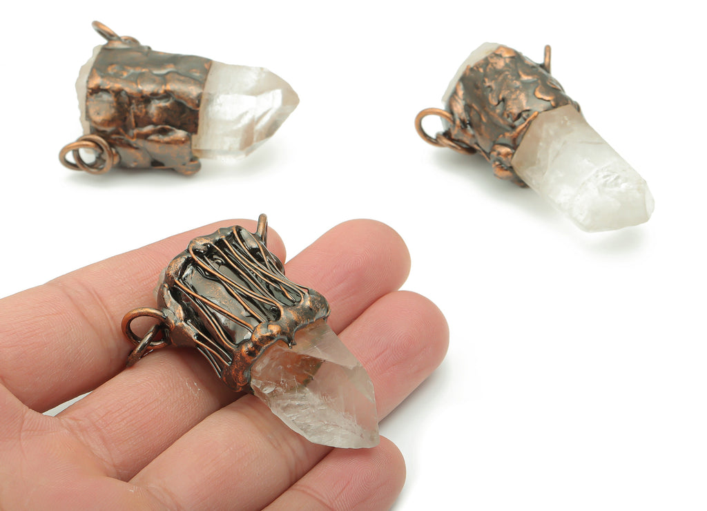 Clear Quartz Bullet Pendant – Natural Irregular Big Crystal Charm – DIY Jewelry Supplies – Average Size - 42.83×22.85×14.41mm - NS1346 - DOMEDBAZAAR
