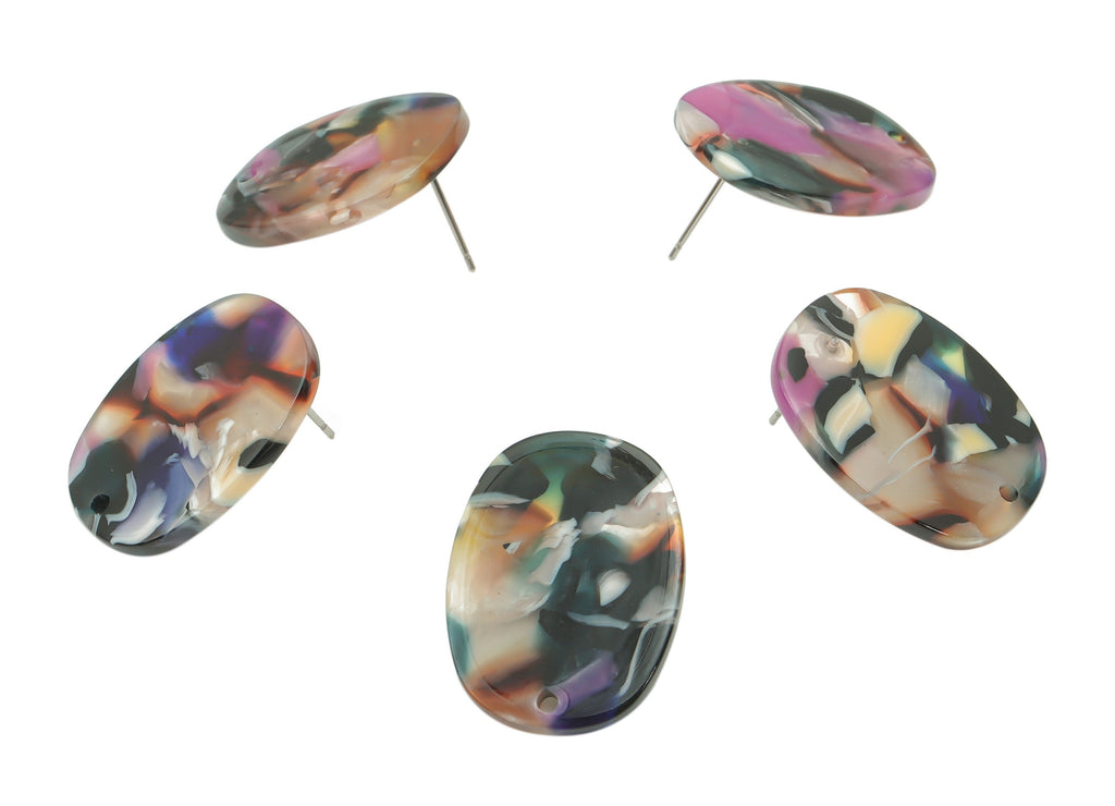 Acetate Oval Earring Stud - Acetate Oval Earring Post - Earring Findings - Jewelry Supplies - Color Code: A11 - 26x19x2.6mm - AC1002-A11 - DOMEDBAZAAR