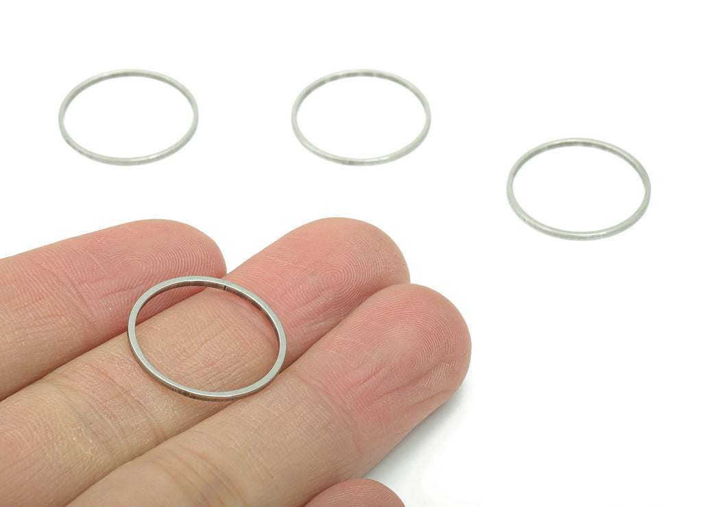 Stainless Steel 201 Round Hoop Connector - 20*1*1mm - Stainless Steel 201 Circle Ring Links - Jewelry Supplies - 19.68x19.68x1mm - SS1367-20 - DOMEDBAZAAR