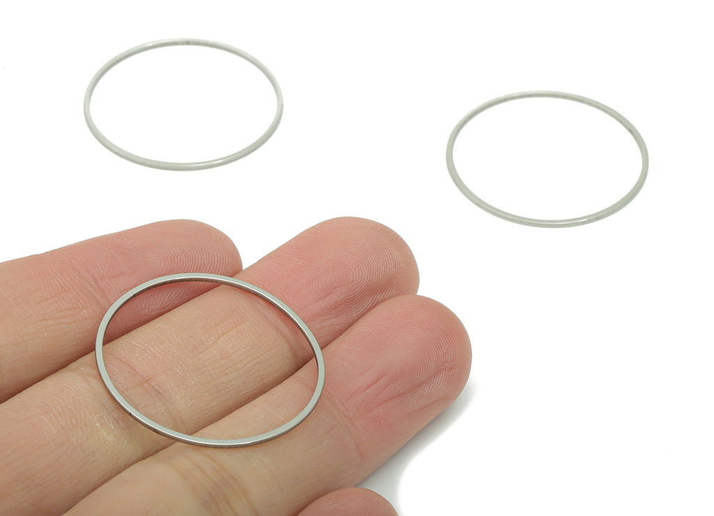 Stainless Steel 201 Round Hoop Earring Connector - 30*0.8*0.8mm - Stainless Steel 201 Circle Ring Links - 29.66x29.66x0.76mm - SS1368-30 - DOMEDBAZAAR