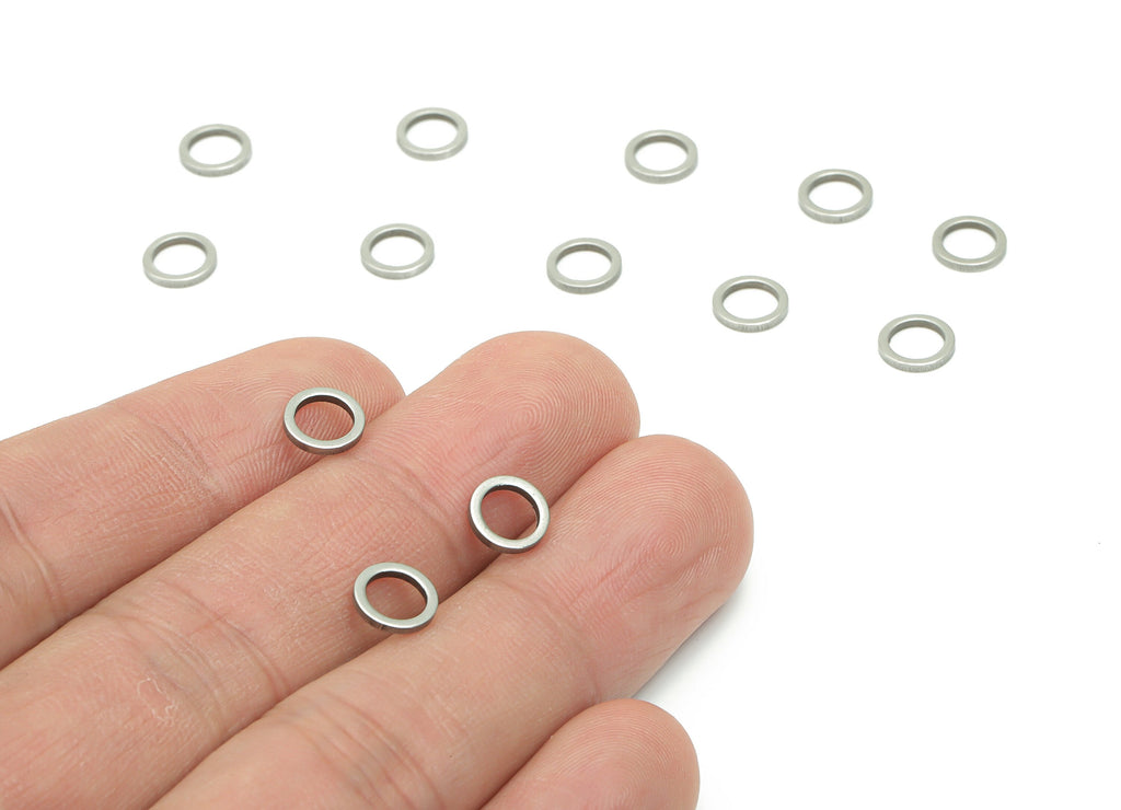 Stainless Steel 201 Round Hoop Connector - 7*1*1mm - Stainless Steel 201 Circle Ring Links - Jewelry Supplies - 6.97x6.97x1mm - SS1367-7 - DOMEDBAZAAR