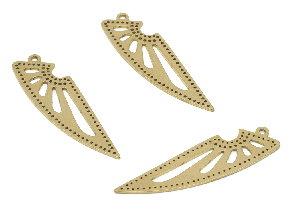 Brass Bubble Knife Earring Charms - Raw Brass Bubble Blade Pendant - DIY Jewelry Making Supplies - 39.85x11.55x0.73mm - PPA2823 - DOMEDBAZAAR