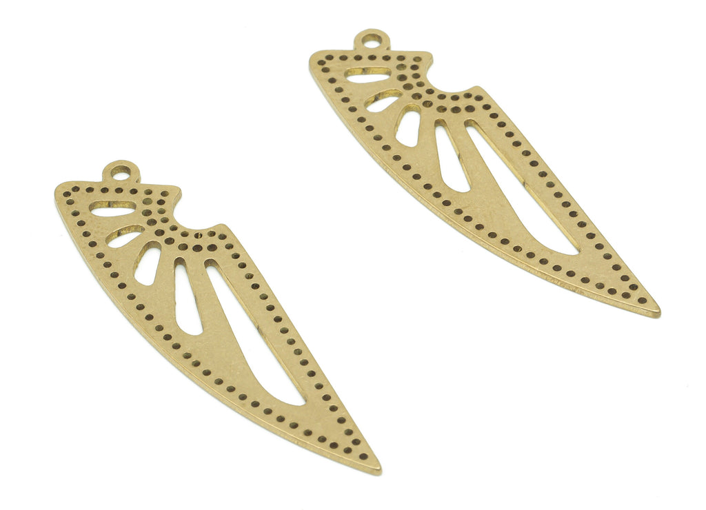 Brass Bubble Knife Earring Charms - Raw Brass Bubble Blade Pendant - DIY Jewelry Making Supplies - 39.85x11.55x0.73mm - PPA2823 - DOMEDBAZAAR