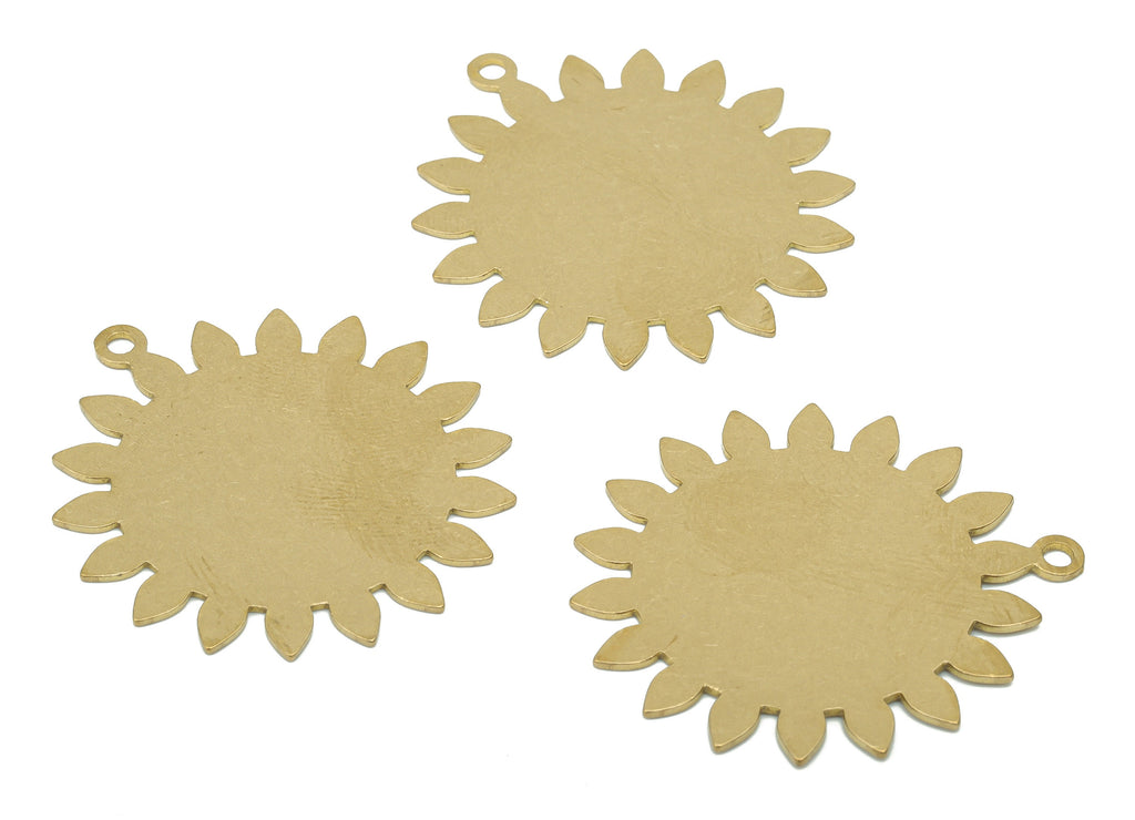 Personalized Stamping Blank - Brass Sun Earring Charms - Raw Brass Sun Pendant - Jewelry Making Supplies - 35.68x32.49x0.61mm - PPA3471 - DOMEDBAZAAR