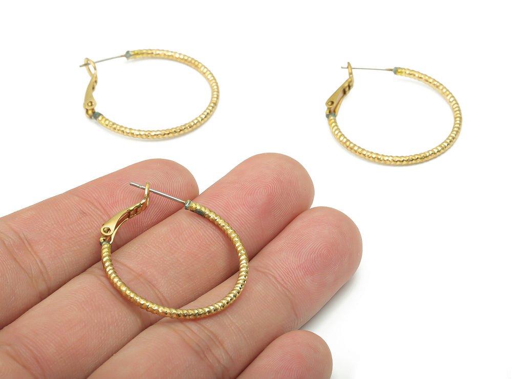 Brass Spiral Round Hoop Clasp - Raw Brass Circle Leverback Earring - 316 Surgical Stainless Steel Stud - 32.6x29.7x1.92mm - PP5208-30 - DOMEDBAZAAR