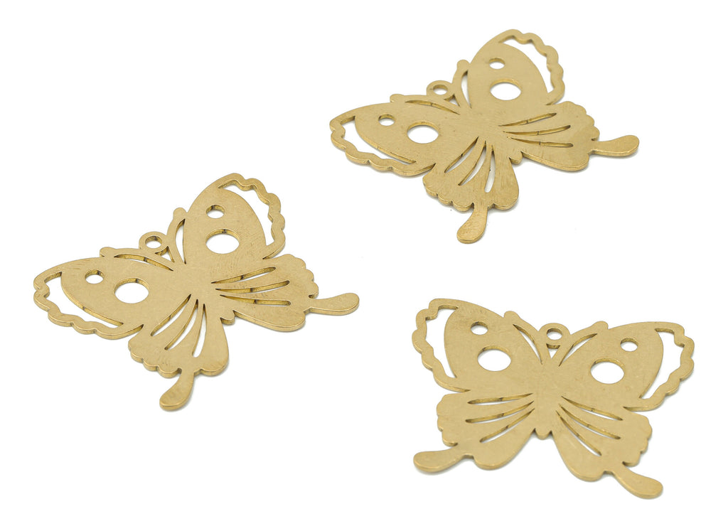 Brass Butterfly Earring Charms - Raw Brass Butterfly Pendant - DIY Jewelry Making Supplies - 35.74x28.76x0.73mm - PPA3204 - DOMEDBAZAAR