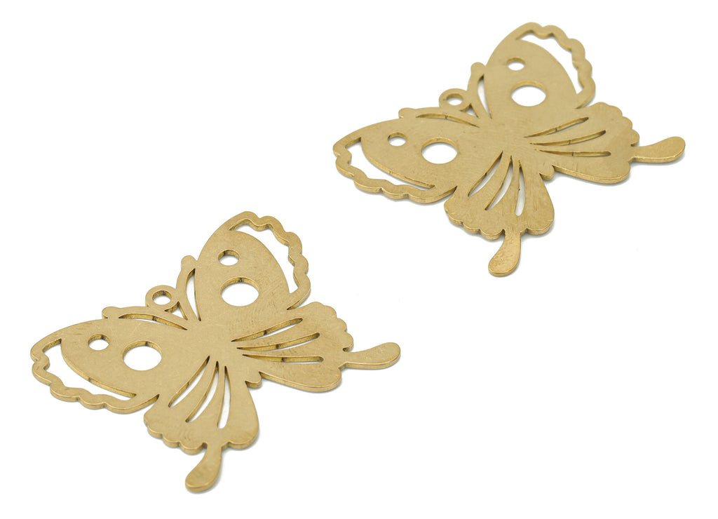 Brass Butterfly Earring Charms - Raw Brass Butterfly Pendant - DIY Jewelry Making Supplies - 35.74x28.76x0.73mm - PPA3204 - DOMEDBAZAAR