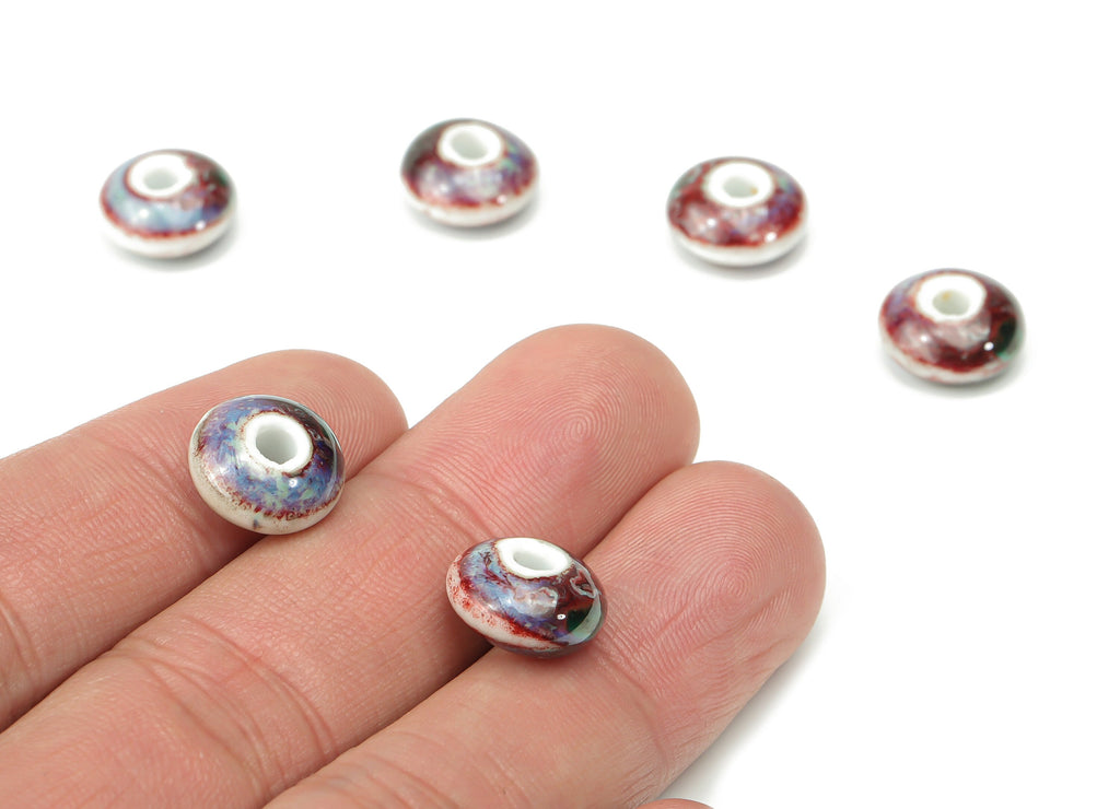 Glazed Ceramic Spacer Beads - Carved Spacer Beads - Handmade Beads - Bracelet Making Beads - Connectors Beads - 12.1x12.1x6.45mm - NS1786 - DOMEDBAZAAR