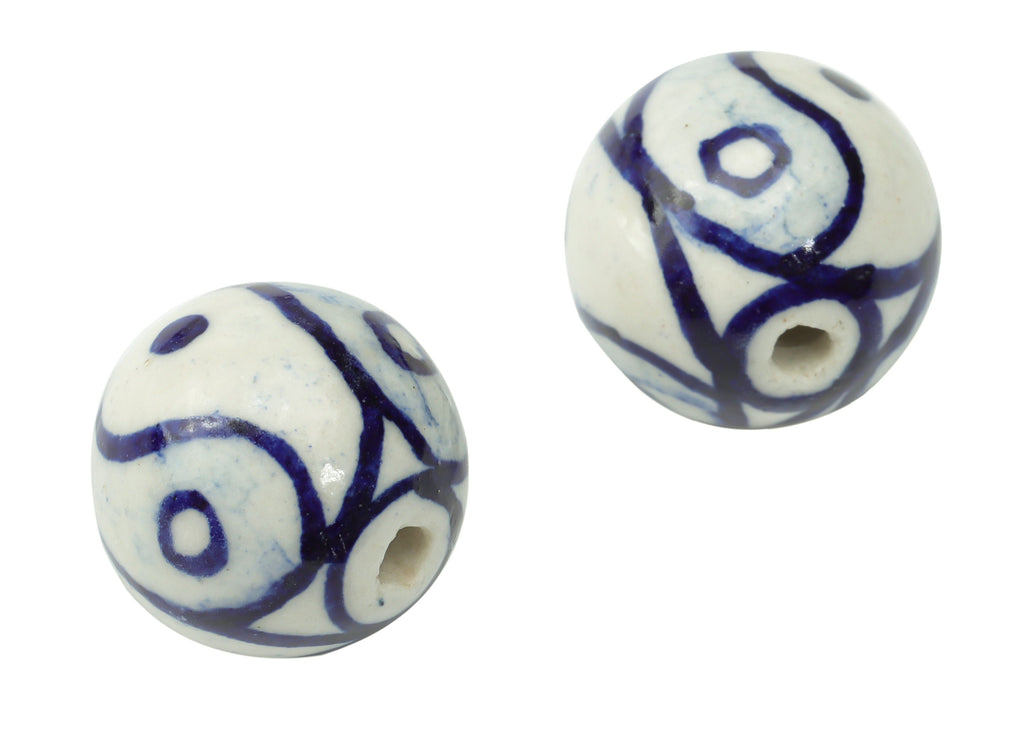 Glazed Ceramic Ball Beads - Carved Ball Beads - Handmade Beads - Bracelet Making Beads - Connectors Beads - 11.63x12x12mm - NS1838C - DOMEDBAZAAR