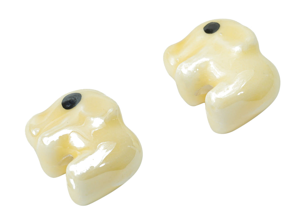 Glazed Ceramic Elephant Beads - Yellow Carved Elephant Beads - Handmade Beads - Bracelet Beads - Connectors Beads - 13.76x11.1x8mm - NS1839B - DOMEDBAZAAR