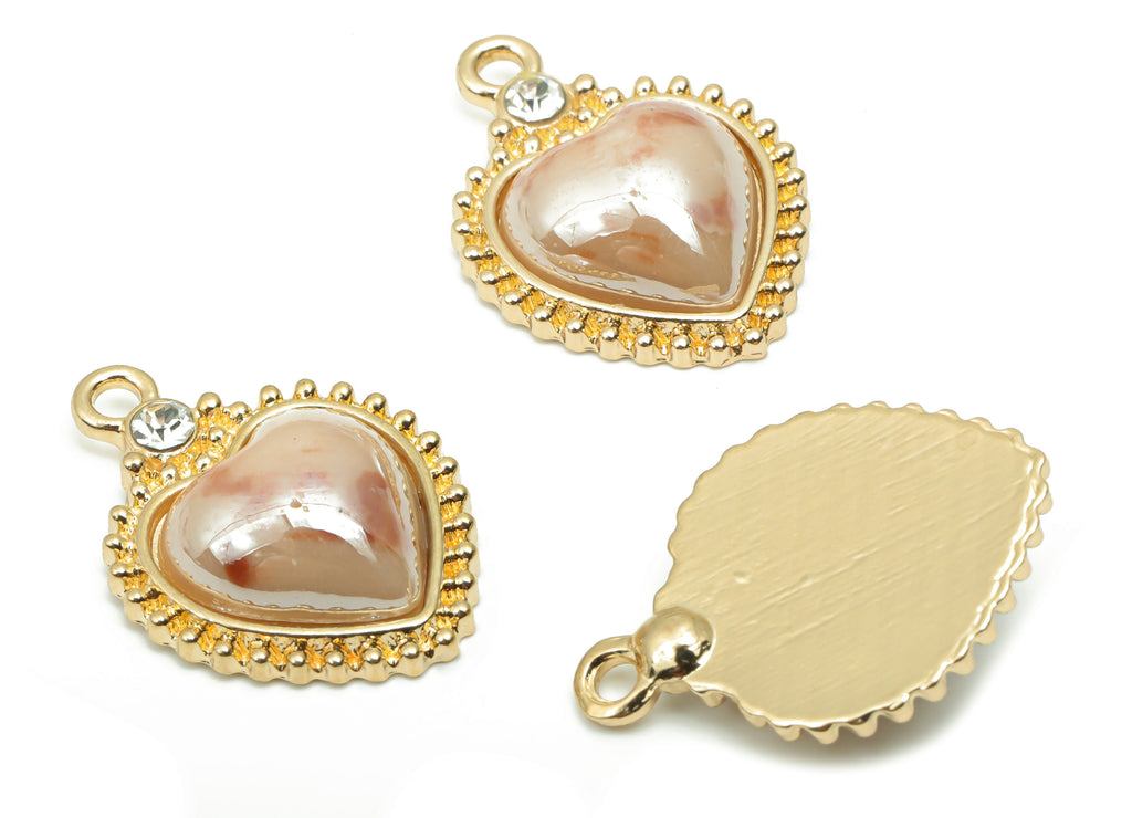 Ceramics Glass Heart Loop Earring Charms - Alloy Heart Pendant - KC Gold Tone Plated Brass – Jewelry Supplies - 22.86x15.56x5.48mm – NS1676C - DOMEDBAZAAR