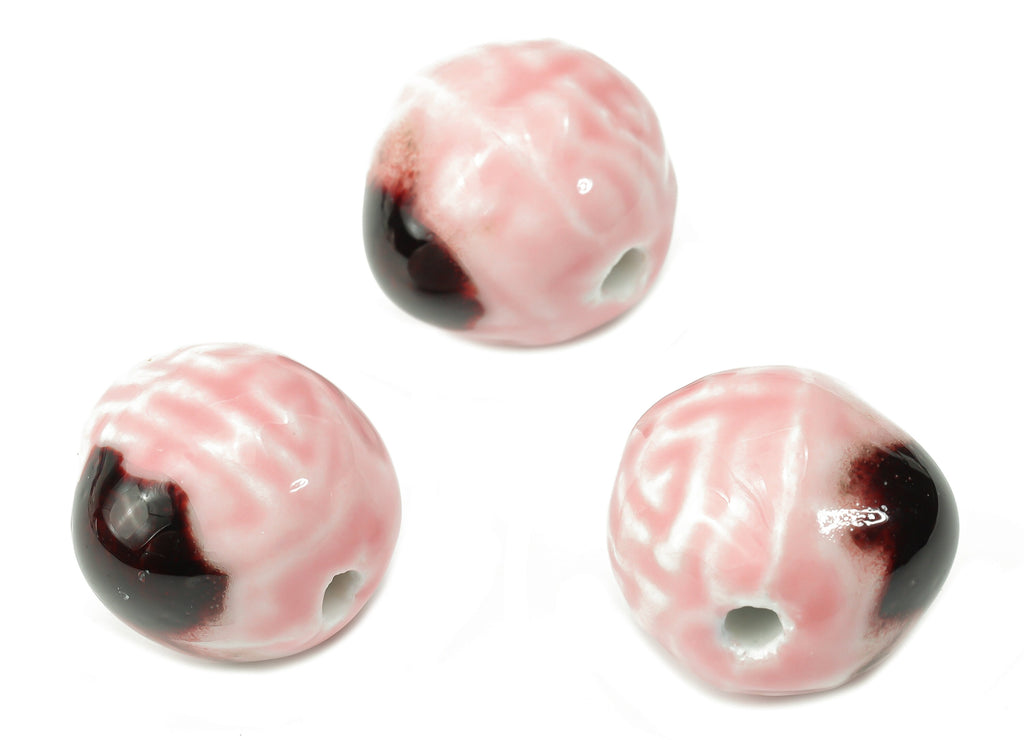 Glazed Ceramic Big Ball Beads - Carved Ball Beads - Handmade Beads - Bracelet Making Beads - Connectors Beads - 21.04x21.04x20.3mm - NS1821 - DOMEDBAZAAR