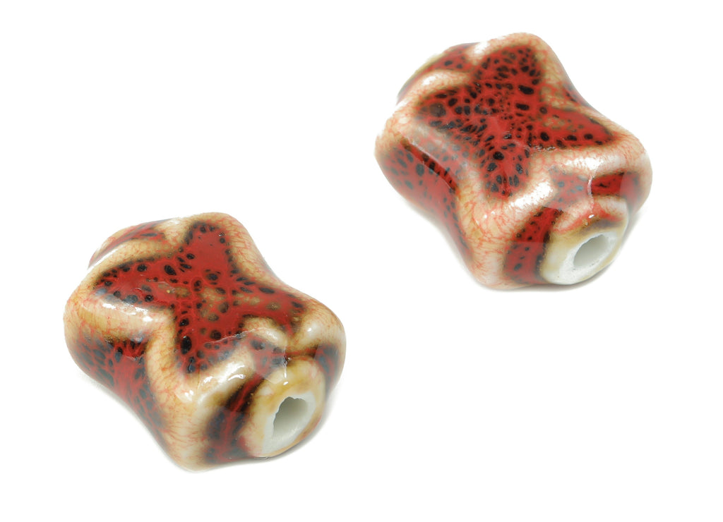 Glazed Ceramic Butterfly Beads - Carved Butterfly Beads - Handmade Connectors Beads - Bracelet Making Beads - 17.05x13.05x9.33mm - NS1817 - DOMEDBAZAAR