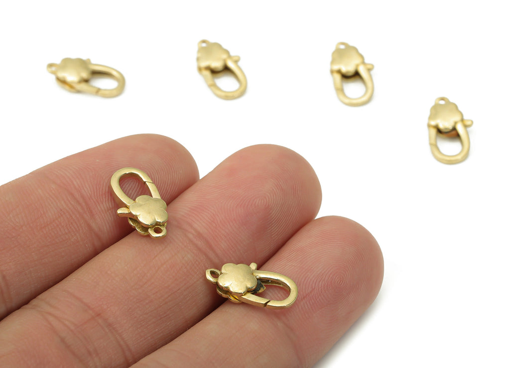 Raw Brass Flower Lobster Claw - Brass Trigger Clasps – Jewelry Clasps - Brass Parrot Clasps - Jewelry Supplies - 14.51x7.75x3.68mm - PP5258 - DOMEDBAZAAR