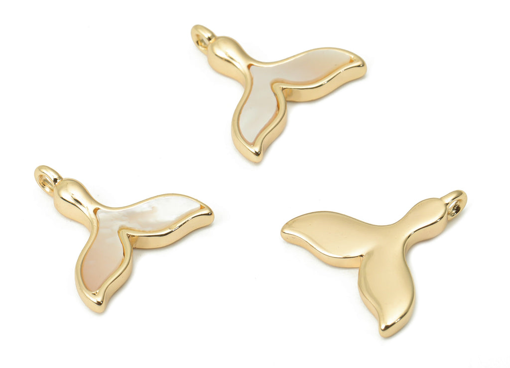 Brass Fish Tail Earring Charms - Shell Fish Tail Pendant - 18K Real Gold Plated Brass - Jewelry Making Supplies - 14.62x14.7x2.1mm - RGP4393 - DOMEDBAZAAR