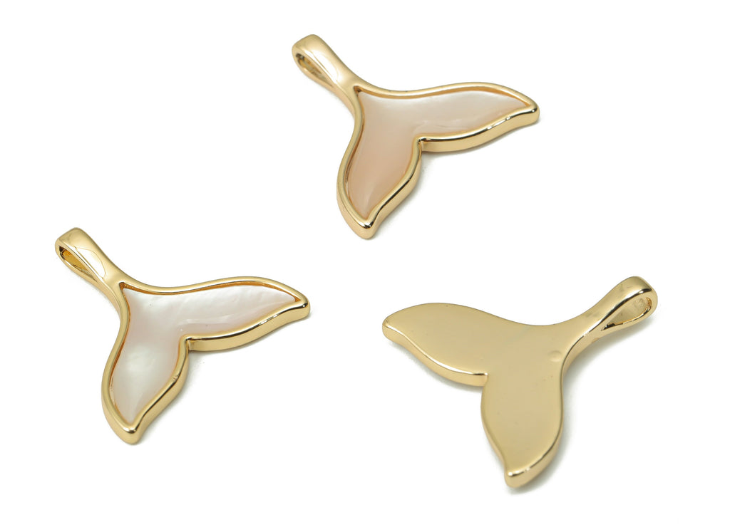 Brass Fish Tail Earring Charms - Shell Fish Tail Pendant - 18K Real Gold Plated Brass - Jewelry Making Supplies - 17.58x17.4x2.3mm - RGP4364 - DOMEDBAZAAR