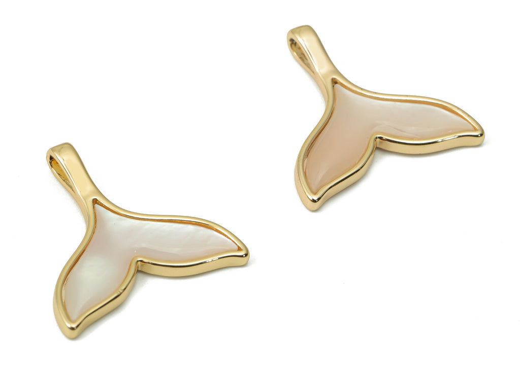 Brass Fish Tail Earring Charms - Shell Fish Tail Pendant - 18K Real Gold Plated Brass - Jewelry Making Supplies - 17.58x17.4x2.3mm - RGP4364 - DOMEDBAZAAR