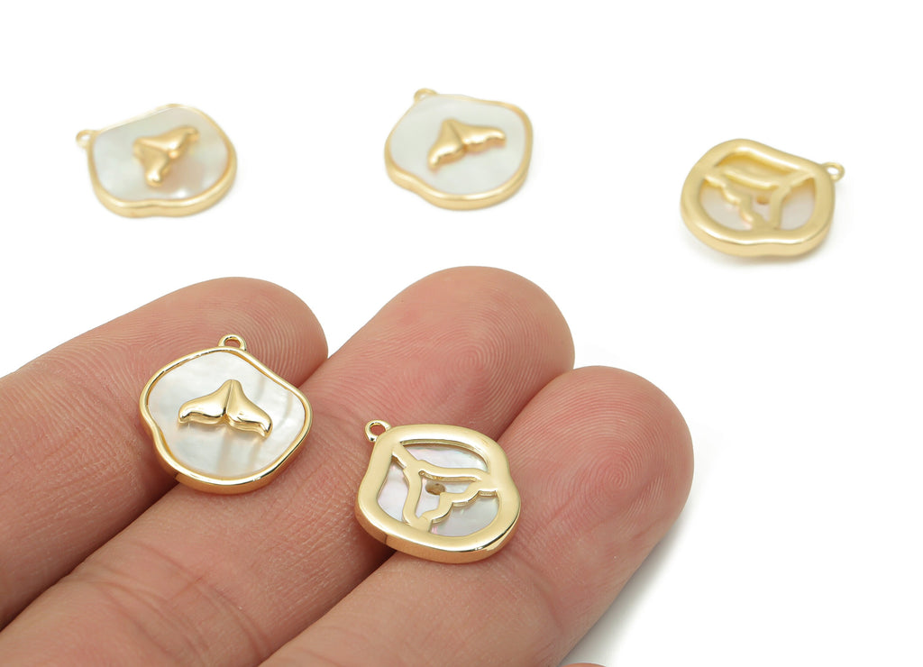 Brass Fish Tail Earring Charms - Shell Fish Tail Pendant - 18K Real Gold Plated Brass - Jewelry Making Supplies - 16.73x14.6x3.3mm - RGP4389 - DOMEDBAZAAR