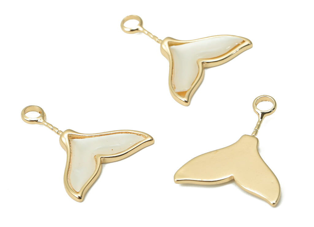Brass Fish Tail Earring Charms - Shell Fish Tail Pendant - 18K Real Gold Plated Brass - Jewelry Making Supplies - 18.9x14.64x1.4mm - RGP4392 - DOMEDBAZAAR