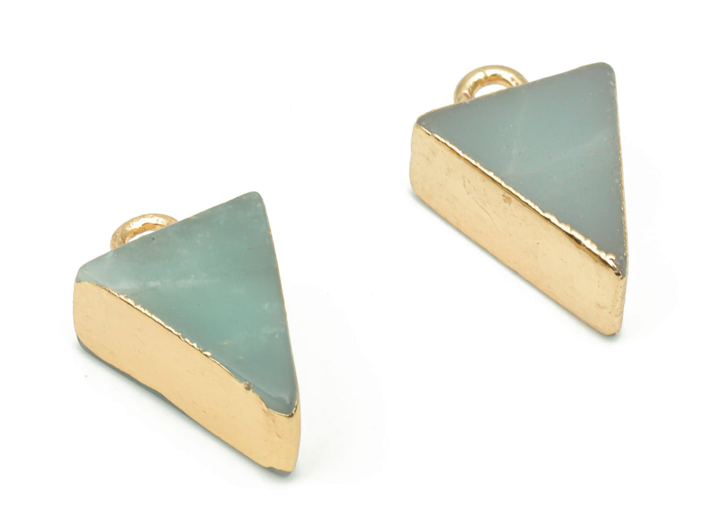Amazonite Triangle Earring Charms - Brass Triangle Pendant - Natural Stone - Gold Tone Plated Brass – Jewelry Supplies - 16x10x5mm – NS1688 - DOMEDBAZAAR