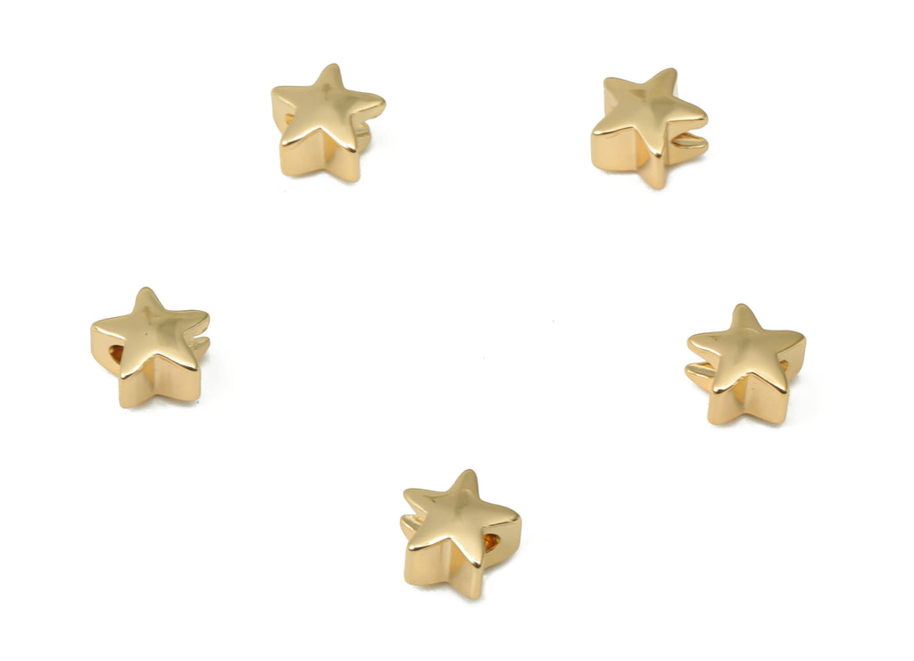 Gold Mini Star Beads – Brass Star Spacer Beads – Bracelet Beads - 18K Real Gold Plated Brass - Jewelry Supplies - 5.12x5.12x3.4mm - RGP4463 - DOMEDBAZAAR