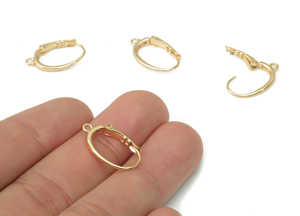 Brass Plain Leverback - Gold Leverback Earring Clasp - 18K Real Gold Plated Brass - Jewelry Making Supplies - 19x11.76x1.5mm - RGP4467 - DOMEDBAZAAR