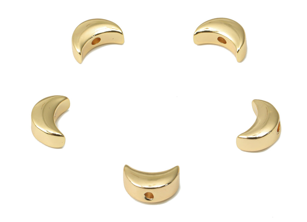 Gold Crescent Beads – Brass Moon Spacer Beads – Bracelet Beads - 18K Real Gold Plated Brass - Jewelry Supplies - 7.82x5.15x3.44mm - RGP4518 - DOMEDBAZAAR