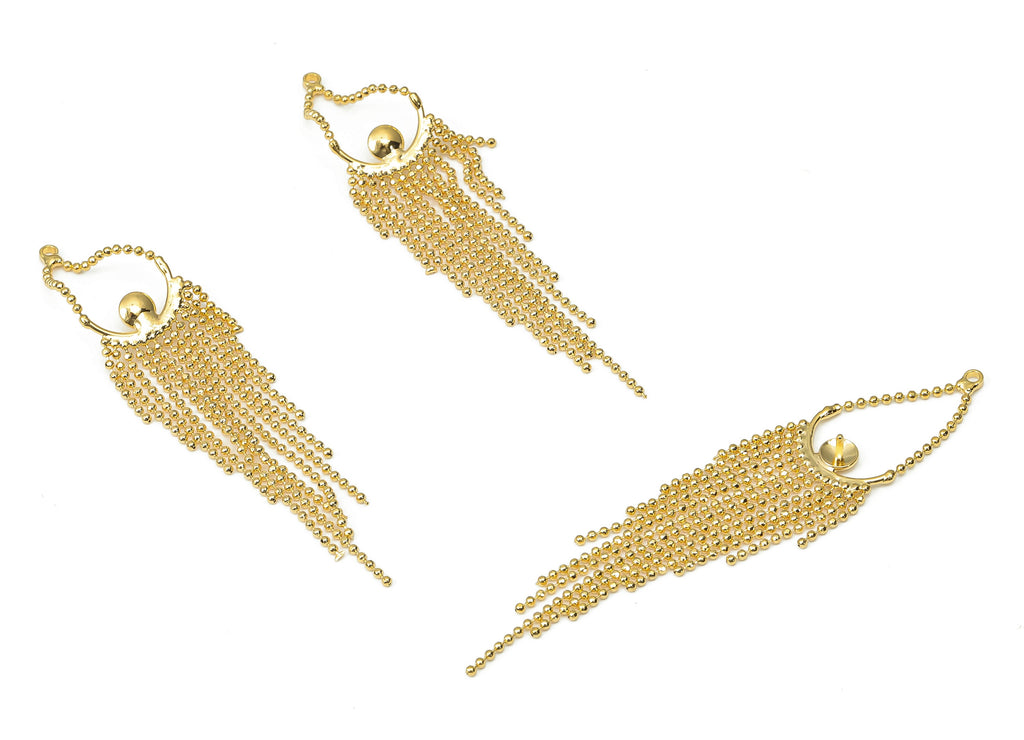 Brass Drop Ball Chain Tassel Earring Charms - Gold Tassel Chain Earrings – 18K Real Gold Plated Brass - Jewelry Making - 60x13x1mm- RGP4439 - DOMEDBAZAAR