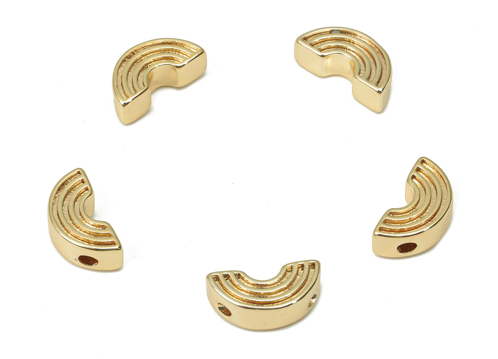 Gold Rainbow Beads – Brass Rainbow Spacer Beads – Bracelet Beads - 18K Real Gold Plated Brass - Jewelry Supplies - 10.42x5.05x3.38mm-RGP4444 - DOMEDBAZAAR