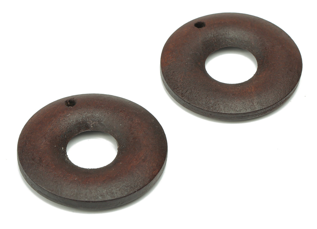 Hemu Wood Round Hoop Earring Charms - Hemu Wood Circle Disc - DIY Jewelry Making Supplies - 29.18x29.18x4.47mm - BB1194 - DOMEDBAZAAR