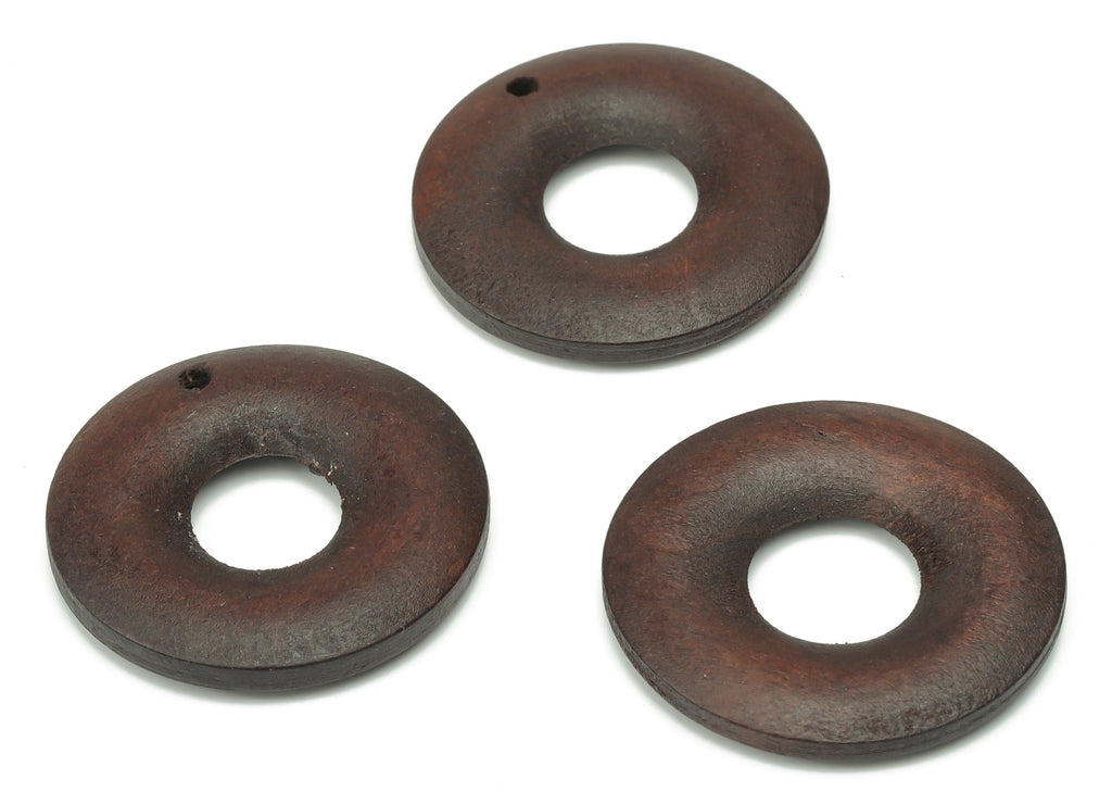 Hemu Wood Round Hoop Earring Charms - Hemu Wood Circle Disc - DIY Jewelry Making Supplies - 29.18x29.18x4.47mm - BB1194 - DOMEDBAZAAR