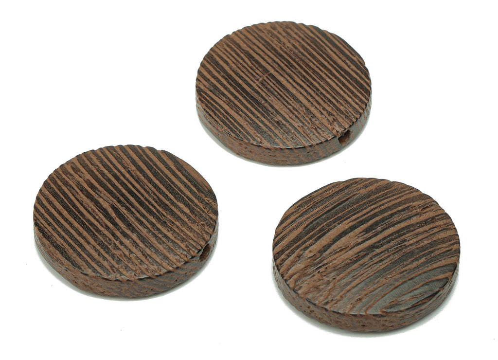 Wenge Wood Round Earring Connector - Wenge Wood Circle Charms and Bead - DIY Jewelry Making Supplies - 25.04x25.04x5.19mm - BB1197 - DOMEDBAZAAR