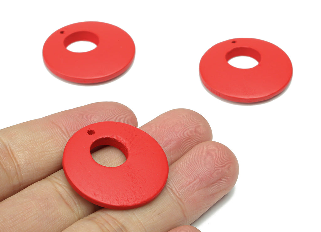 Hemu Wood Round Earring Charms - Hemu Wood Circle Pendant - DIY Jewelry Making Supplies - 30.03x30.03x4.46mm - BB1182A - DOMEDBAZAAR